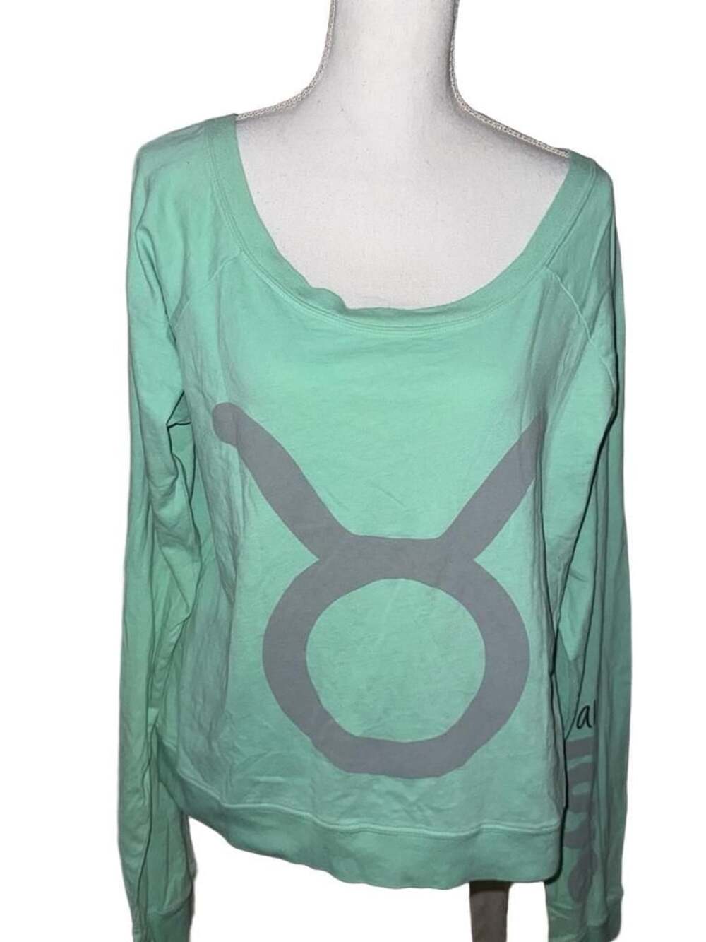 Peace Love World Taurus L/S Raglan Top Size XL Fresh Mint